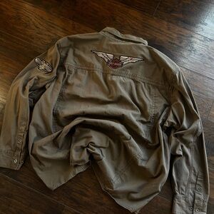 Harley-Davidson Olive Green Embroidered Shirt